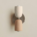 Ceramic Up Down Wall Sconce - Pewter Canopy / White Clay Upper Shade