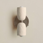 Ceramic Up Down Wall Sconce - Pewter Canopy / White Clay Upper Shade