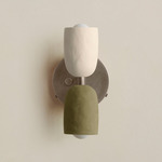 Ceramic Up Down Wall Sconce - Pewter Canopy / White Clay Upper Shade