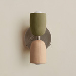 Ceramic Up Down Wall Sconce - Pewter Canopy / Green Clay Upper Shade