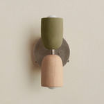 Ceramic Up Down Wall Sconce - Pewter Canopy / Green Clay Upper Shade