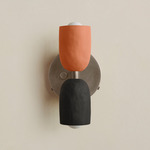 Ceramic Up Down Wall Sconce - Pewter Canopy / Terracotta Upper Shade