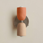 Ceramic Up Down Wall Sconce - Pewter Canopy / Terracotta Upper Shade
