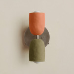 Ceramic Up Down Wall Sconce - Pewter Canopy / Terracotta Upper Shade