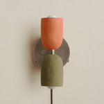 Ceramic Up Down Plug-In Wall Sconce - Pewter Canopy / Terracotta Upper Shade