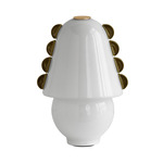 Calla Table Lamp - Brass / Opaline with Pistachio Embellishments
