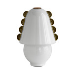 Calla Table Lamp - Patina Brass / Opaline with Pistachio Embellishments