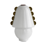 Calla Table Lamp - Blackened Brass / Opaline with Pistachio Embellishments