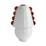 Calla Table Lamp - Blackened Brass / Opaline with Amber Embellishments