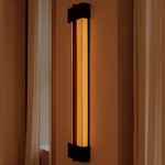 Ecco Wall / Ceiling Light - Dark Leopardwood / Dark Leopardwood Mullion / Zinnia Vertical Stripes