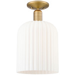 Bridal Veil Semi Flush Ceiling Light - Brushed Brass / Gloss White