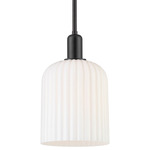 Bridal Veil Stem Hung Pendant - Matte Black / Gloss White