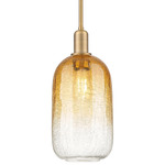 Brookhaven Cloche Stem Hung Pendant - Brushed Brass / Brookhaven Amber