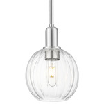 Preston Globe Stem Hung Pendant - Brushed Satin Nickel / Clear