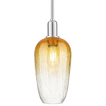 Brookhaven Flute Stem Pendant - Brushed Satin Nickel / Brookhaven Amber