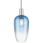 Brookhaven Flute Stem Pendant - Brushed Satin Nickel / Brookhaven Sapphire