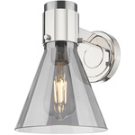 Lawton Cone Wall Sconce - Polished Nickel / Smoke
