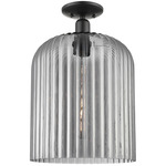Bridal Veil Semi Flush Ceiling Light - Matte Black / Light Smoke