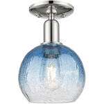 Brookhaven Globe Semi Flush Ceiling Light - Polished Nickel / Brookhaven Sapphire