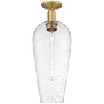 Chelsea 716 Semi Flush Ceiling Light - Brushed Brass / Seedy