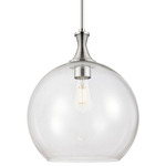 Astor Stem Pendant - Polished Nickel / Clear