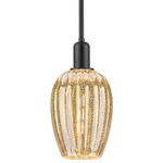 Preston Flute Stem Hung Pendant - Matte Black / Mercury