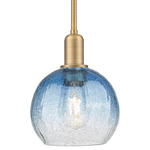 Brookhaven Globe Stem Pendant - Brushed Brass / Brookhaven Sapphire