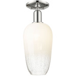 Brookhaven Flute Semi Flush Ceiling Light - Polished Nickel / Brookhaven Opal