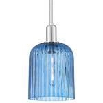 Bridal Veil Stem Hung Pendant - Brushed Satin Nickel / Princess Blue