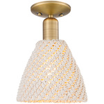 Bristol Natural Semi Flush Ceiling Light - Brushed Brass / Natural White Fiber