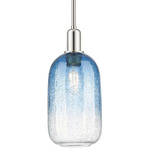 Brookhaven Cloche Stem Hung Pendant - Polished Nickel / Brookhaven Sapphire