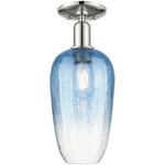 Brookhaven Flute Semi Flush Ceiling Light - Polished Nickel / Brookhaven Sapphire