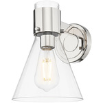 Lawton Cone Wall Sconce - Polished Nickel / Clear