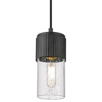 Bolivar Cord Pendant - Matte Black / Clear Seedy