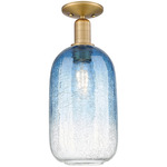 Brookhaven Cloche Semi Flush Ceiling Light - Brushed Brass / Brookhaven Sapphire