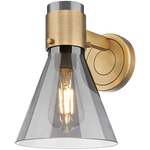 Lawton Cone Wall Sconce - Brushed Brass / Smoke