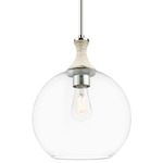 Astor Rope Stem Pendant - Polished Nickel / White Rope / Clear