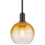 Brookhaven Globe Stem Pendant - Matte Black / Brookhaven Amber