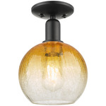 Brookhaven Globe Semi Flush Ceiling Light - Matte Black / Brookhaven Amber