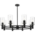 Crown Point 434 Cylinder Chandelier - Matte Black / Clear Swirl