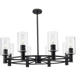 Crown Point 434 Cylinder Chandelier - Matte Black / Clear