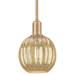 Preston Globe Stem Hung Pendant - Brushed Brass / Mercury