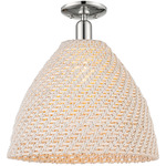 Bristol Natural Semi Flush Ceiling Light - Polished Nickel / Natural White Fiber