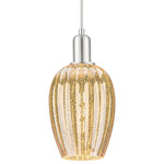 Preston Flute Stem Hung Pendant - Brushed Satin Nickel / Mercury