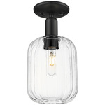Preston Jar Semi Flush Ceiling Light - Matte Black / Clear