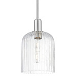 Bridal Veil Stem Hung Pendant - Brushed Satin Nickel / Clear