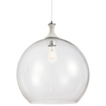 Astor Rope Pendant - Satin Nickel / White Rope / Clear