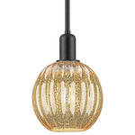 Preston Globe Stem Hung Pendant - Matte Black / Mercury