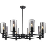 Crown Point 434 Cylinder Chandelier - Matte Black / Light Smoke