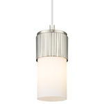 Bolivar Cord Pendant - Satin Nickel / White